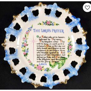The Lords Prayer Porcelain Japan Commemorative Plate Vintage Circa 1950s